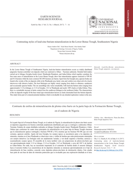 Contrasting Styles of Lead-Zinc-Barium Mineralization in the Lower Benue Trough, Southeastern Nigeria