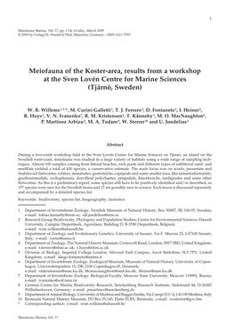 Meiofauna of the Koster-Area, Results from a Workshop at the Sven Lovén Centre for Marine Sciences (Tjärnö, Sweden)