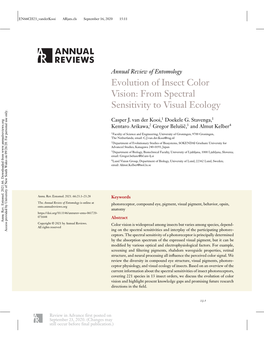 Evolution of Insect Color Vision: from Spectral Sensitivity to Visual Ecology