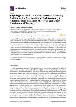 Targeting Dendritic Cells with Antigen-Delivering Antibodies for Amelioration of Autoimmunity in Animal Models of Multiple Sclerosis and Other Autoimmune Diseases