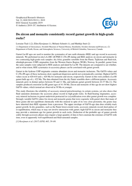 Do Zircon and Monazite Consistently Record Garnet Growth in High-Grade Rocks?