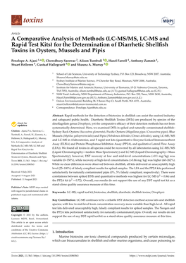 For the Determination of Diarrhetic Shellfish Toxins In