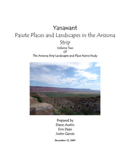 Yanawant: Paiute Places and Landscapes in the Arizona Strip