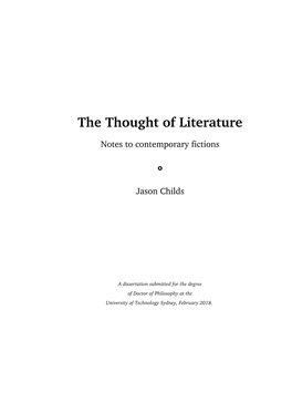 The Thought of Literature: Notes to Contemporary Fictions