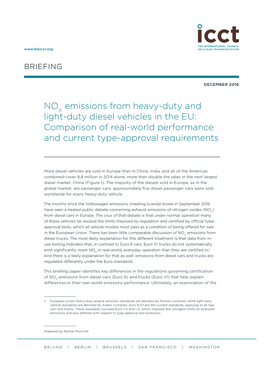NOX Emissions from Heavy-Duty and Light-Duty Diesel Vehicles in the EU: Comparison of Real-World Performance and Current Type-Approval Requirements