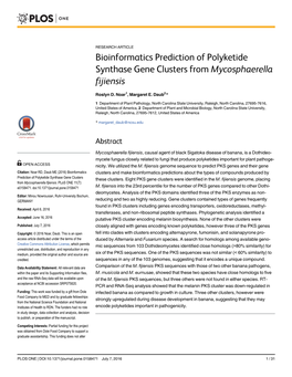 Bioinformatics Prediction of Polyketide Synthase Gene Clusters from Mycosphaerella Fijiensis