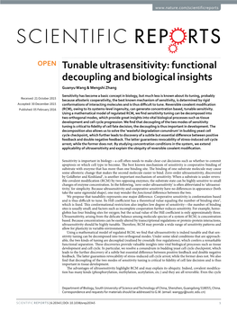 Tunable Ultrasensitivity: Functional Decoupling and Biological Insights Guanyu Wang & Mengshi Zhang