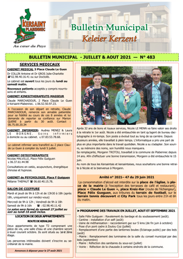 Bulletin Municipal - Juillet & Aout 2021 — N° 483
