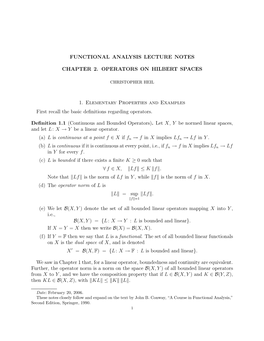 Functional Analysis Lecture Notes Chapter 2. Operators on Hilbert Spaces