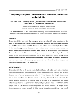 Ectopic Thyroid Gland- Presentation at Childhood, Adolescent and Adult Life