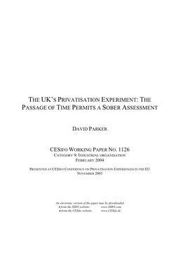 The Uk's Privatisation Experiment