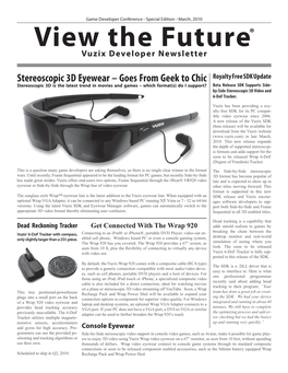 View the Future® Vuzix Developer Newsletter