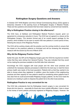 Rottingdean Surgery Questions and Answers