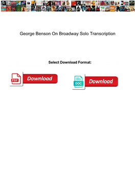 George Benson on Broadway Solo Transcription