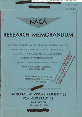 Naca Research Memorandum