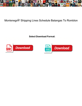 Montenegrã³ Shipping Lines Schedule Batangas to Romblon