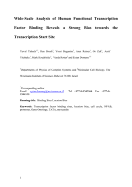 Wide-Scale Analysis of Human Functional Transcription Factor