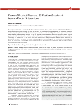 25 Positive Emotions in Human-Product Interactions