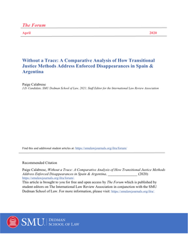 A Comparative Analysis of How Transitional Justice Methods Address Enforced Disappearances in Spain & Argentina