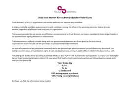 2020 Trust Women Kansas Primary Election Voter Guide