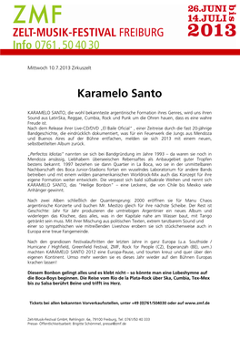 Karamelo Santo ZMF Pressetext