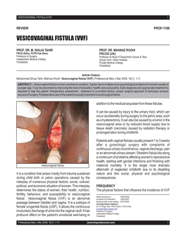Vesicovaginal Fistula (Vvf) 1