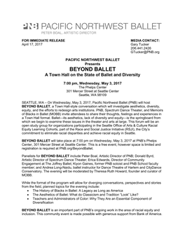 BEYOND BALLET a Town Hall on the State of Ballet and Diversity