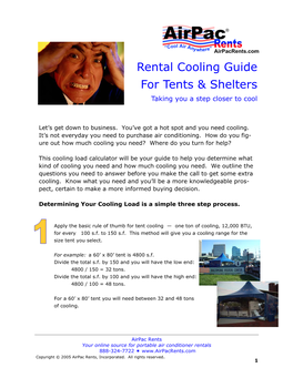 Rental Cooling Guide for Tents & Shelters