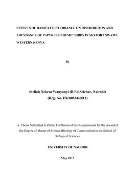 Effects of Habitat Disturbance on Distribution and Abundance Of