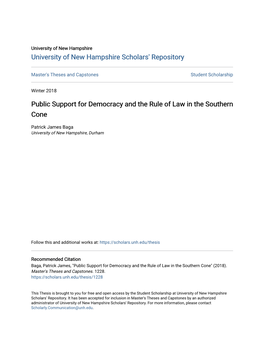 Public Support for Democracy and the Rule of Law in the Southern Cone