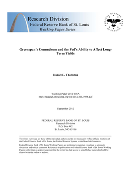 Greenspan's Conundrum and the Fed's Ability to Affect Long-Term