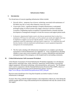 Infrastructure Failure I. Introduction Two Broad Areas of Concern