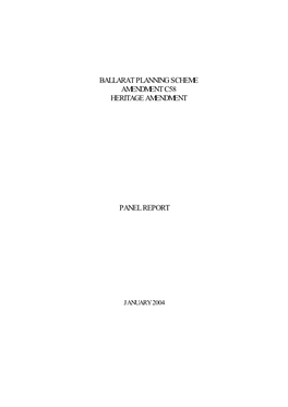Ballarat Planning Scheme Amendment C58 Heritage Amendment Panel Report