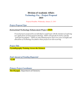 Division of Academic Affairs Technology Fee – Project Proposal 2015