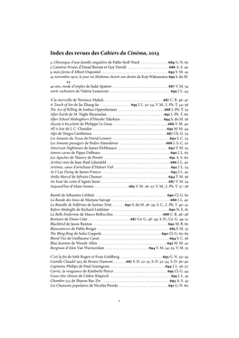 Index Des Revues Des Cahiers Du Cinéma, Óþõì