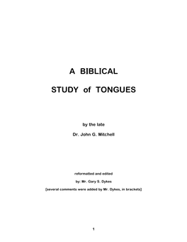 A BIBLICAL STUDY of TONGUES