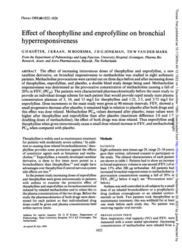 Effect of Theophylline and Enprofylline on Bronchial Hyperresponsiveness
