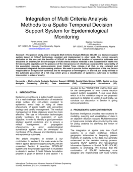 Integration of Multi Criteria Analysis Methods to a Spatio Temporal Decision Support System for Epidemiological Monitoring