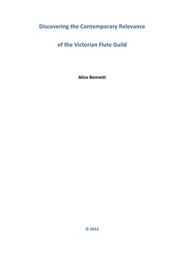 Discovering the Contemporary Relevance of the Victorian Flute Guild