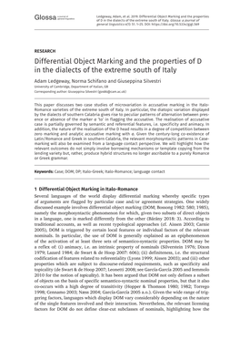 Differential Object Marking and the Properties of D in the Dialects of the Extreme South of Italy