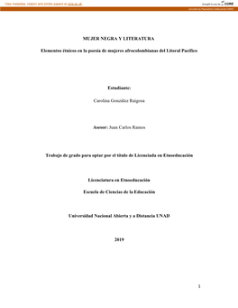 1 MUJER NEGRA Y LITERATURA Elementos Étnicos En La