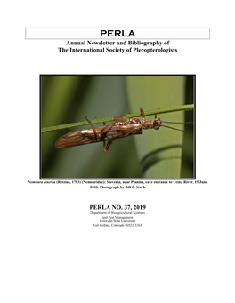 Annual Newsletter and Bibliography of the International Society of Plecopterologists PERLA NO. 37, 2019