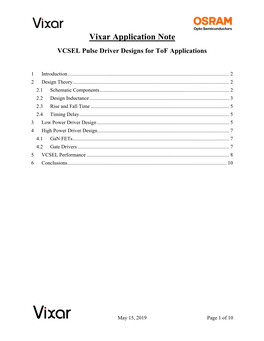 VCSEL Pulse Driver Designs for Tof Applications