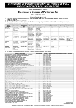 Statement of Persons Nominated, Notice of Poll and Situation of Polling Stations