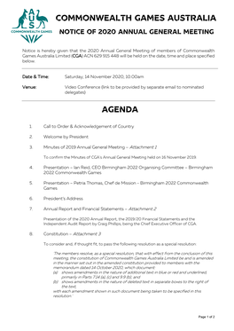 Commonwealth Games Australia Agenda