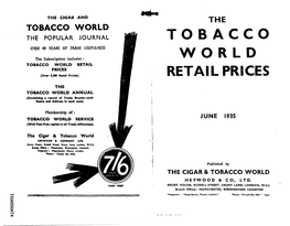 TOBACCO WORLD RETAIL PRICES (Ovor 5,000 Retail PI-ICM)