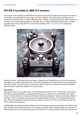 VPI HR-X Turntable & JMW12.6 Tonearm