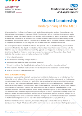 Shared Leadership Underpinning of the MLCF