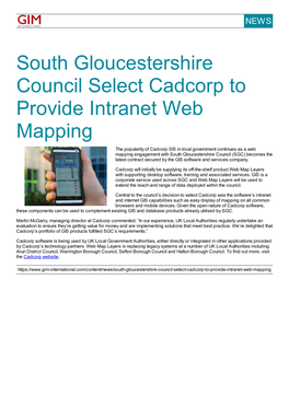 South Gloucestershire Council Select Cadcorp to Provide Intranet Web Mapping