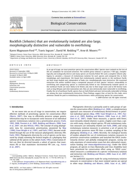 Rockfish (Sebastes) That Are Evolutionarily Isolated Are Also